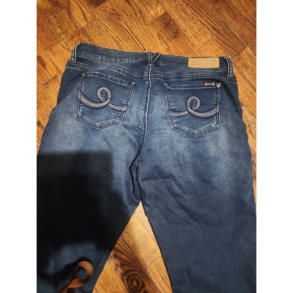 Seven7 Women's Size 14 Cropped Straight-Leg Jeans Embroidered Pockets